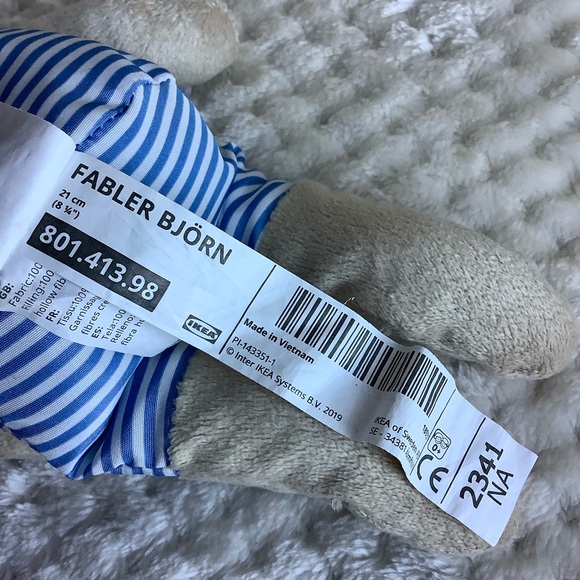 IKEA Fabler Bjorn Bear Striped Outfit Red Heart - Picture 9 of 11